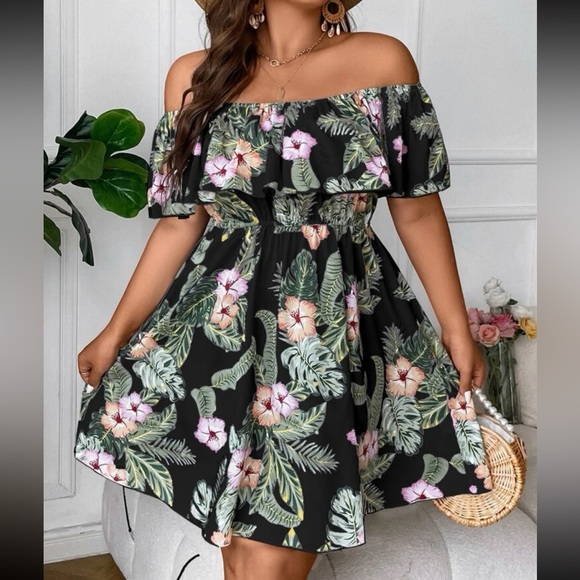Dresses | Boho Plus Size Tropical Print Belted Dress | Poshmark
